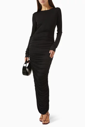 Penelope Ruched Dress in Silk-jersey
