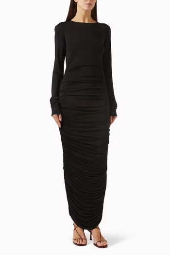 Penelope Ruched Dress in Silk-jersey