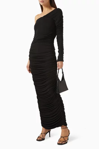 Madison Ruched Dress in Silk-jersey