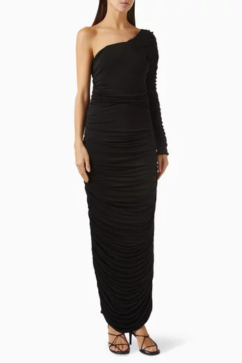 Madison Ruched Dress in Silk-jersey