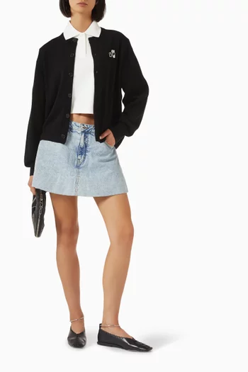 Varsity Teddy Logo Cardigan in Wool