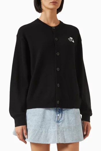 Varsity Teddy Logo Cardigan in Wool