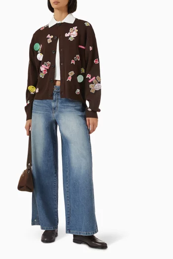 All-over Patch Cardigan in Wool