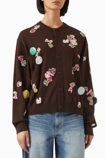 All-over Patch Cardigan in Wool