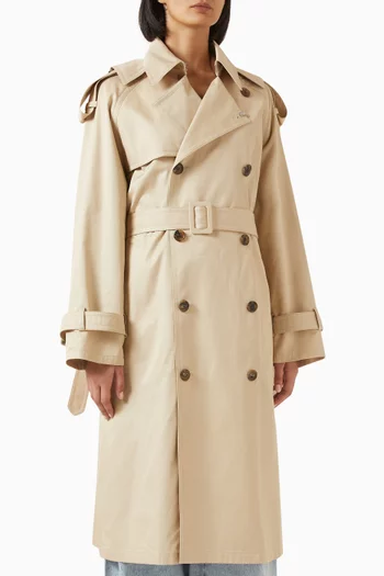Double Layered Trench Coat in Cotton