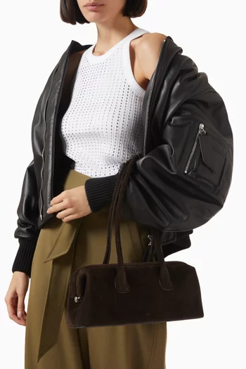 Boat Wide Shoulder Bag in Suede