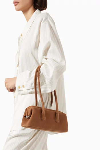 Mini Boat Wide Shoulder Bag in Suede