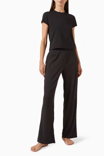 Cotton Rib Relaxed Pants