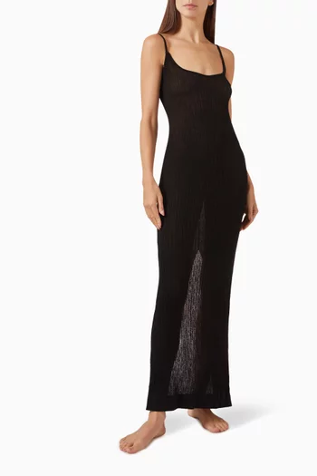 Sheer Knit Midi Dress