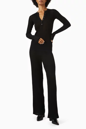 Sheer Knit Long Sleeve Henley