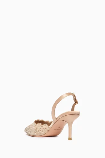 Rimini 70 Crystal Slingback Pumps in Lace