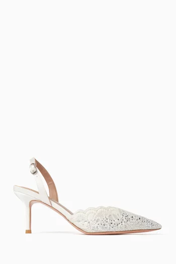 Rimini 70 Crystal-embellished Slingback Pumps in Lace