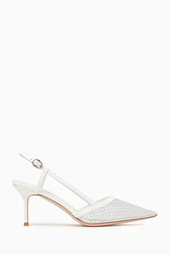 Joel 75 Crystal Slingback Pumps in Mesh