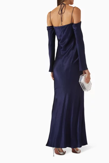 La Lune Off-shoulder Maxi Dress in Satin