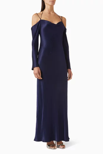 La Lune Off-shoulder Maxi Dress in Satin