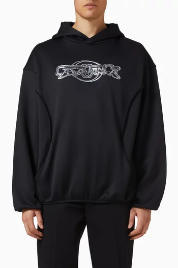 كنزة بغطاء رأس فضفاضة بتصميم مقسم قطن