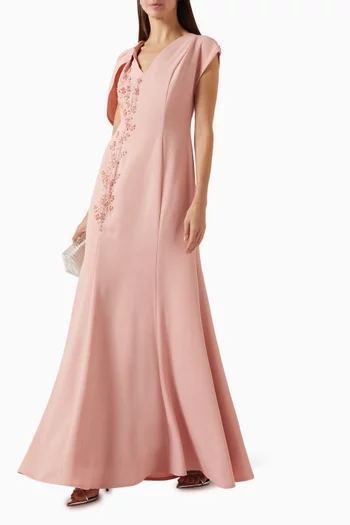 Floral-embroidered Maxi Dress