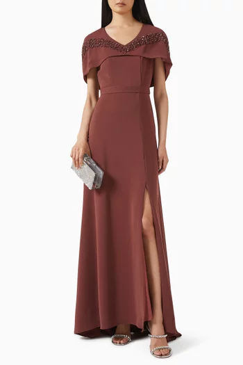Embellished Cape Dress