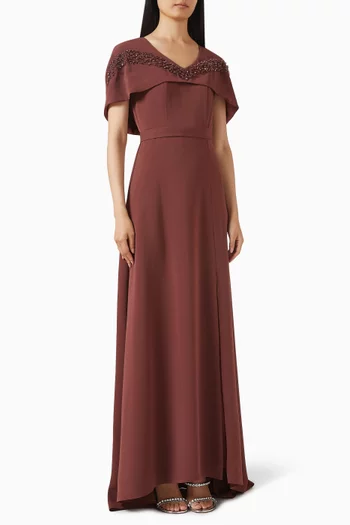 Embellished Cape Dress