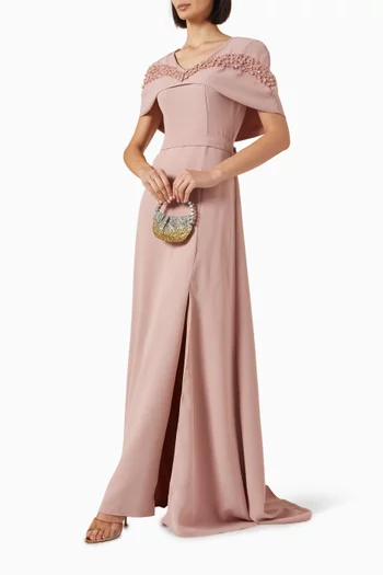 Embellished Cape Dress