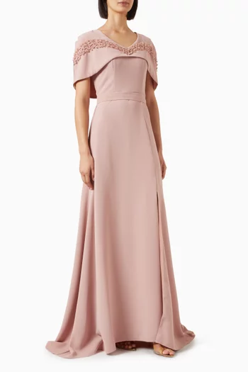Embellished Cape Dress