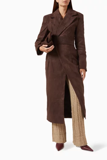 Asymmetric Coat in Suede