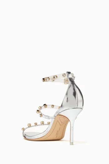 Rosalind 85 Gem Sandals in Metallic Leather