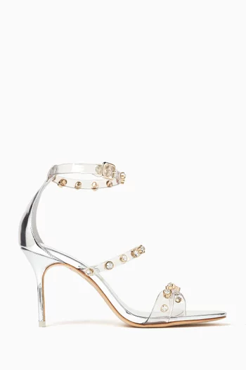 Rosalind 85 Gem Sandals in Metallic Leather