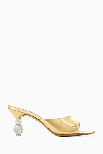 Natalia Crystal Mules in Metallic Leather