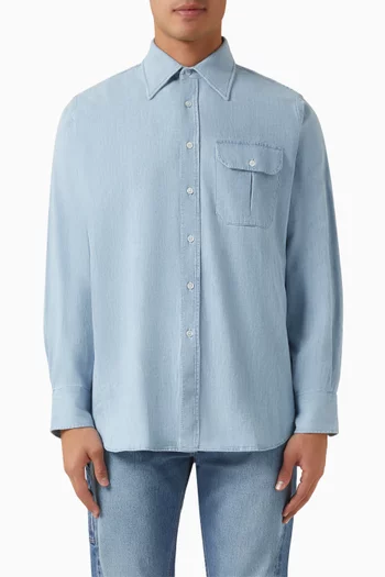 Bleach Wash Work Shirt in Denim
