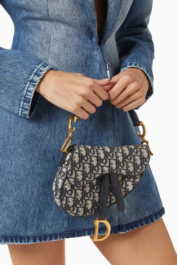 Mini Saddle Bag in Oblique Jacquard