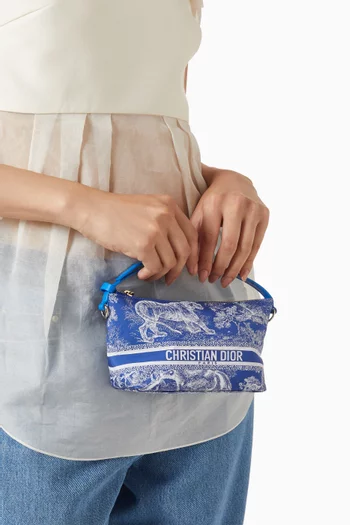Small Travel Nomad Pouch in Toile de Jouy Reverse