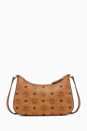 Small Aren Duo Shoulder Bag in Visetos Canvas & Nappa Leather