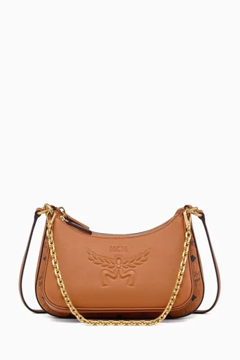 Small Aren Duo Shoulder Bag in Visetos Canvas & Nappa Leather