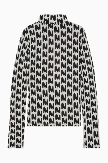 Monogram Turtle-neck Top in Stretch Viscose