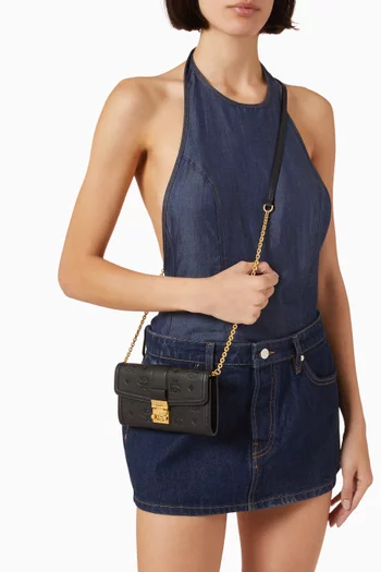 Tracy Wallet on Chain in Embossed Monogram Leather
