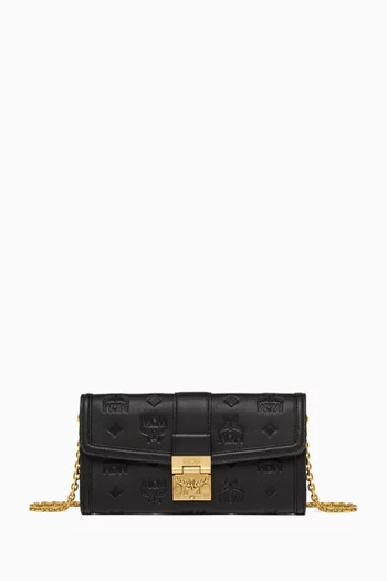 Tracy Wallet on Chain in Embossed Monogram Leather