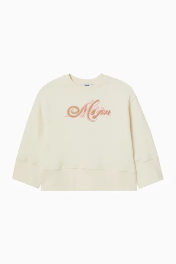 Embellished Logo Sweatshirt in Cotton