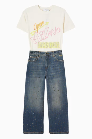 Crystal-embellished Wide-leg Jeans