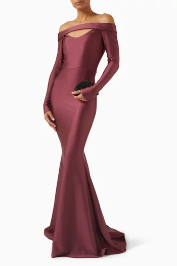Off-shoulder Gown in Jersey