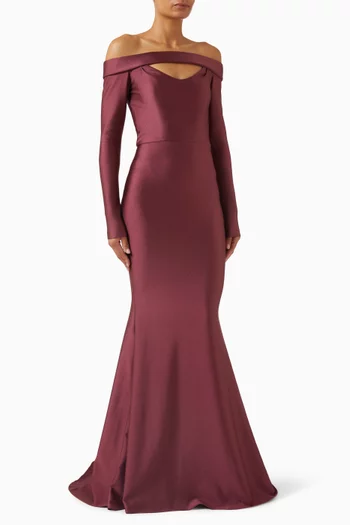 Off-shoulder Gown in Jersey