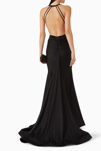 Halterneck Mermaid Gown in Lycra-jersey