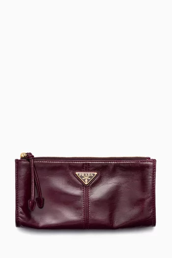 Triangle Logo Pouch in Leather
