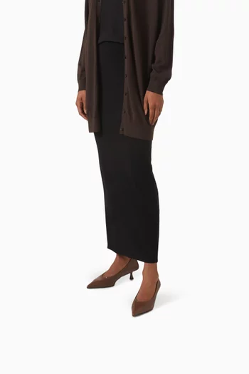 حذاء كلاسيك بكشكش وكعب 45 مم جلد