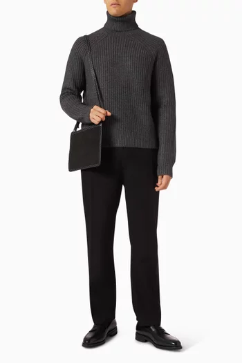 Rib-knit Roll-neck Sweater