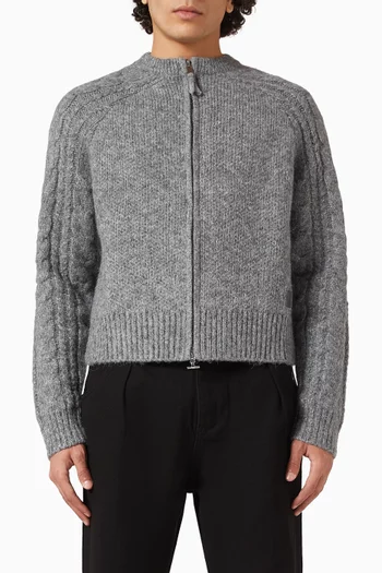 Speckle Knit Bomber Jacket