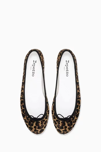 Cendrillon Ballerina Flats in Leopard-print Pony Hair