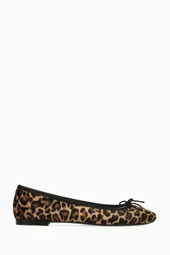 Cendrillon Ballerina Flats in Leopard-print Pony Hair