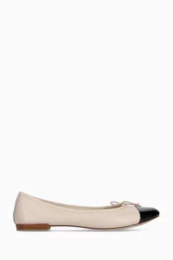 Floral Ballet Flats in Leather