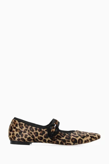 Georgia Mary Jane Flats in Leopard-print Pony Hair